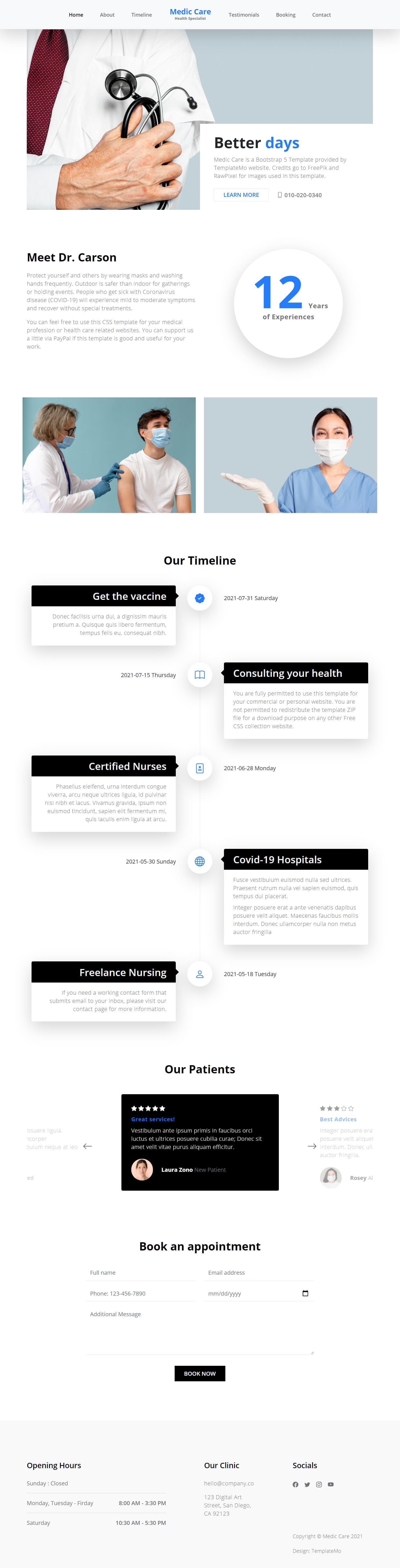 Medic Care website template preview